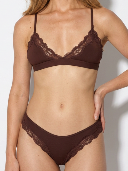 Lace-Trim Bralette and High-Cut Panty Set