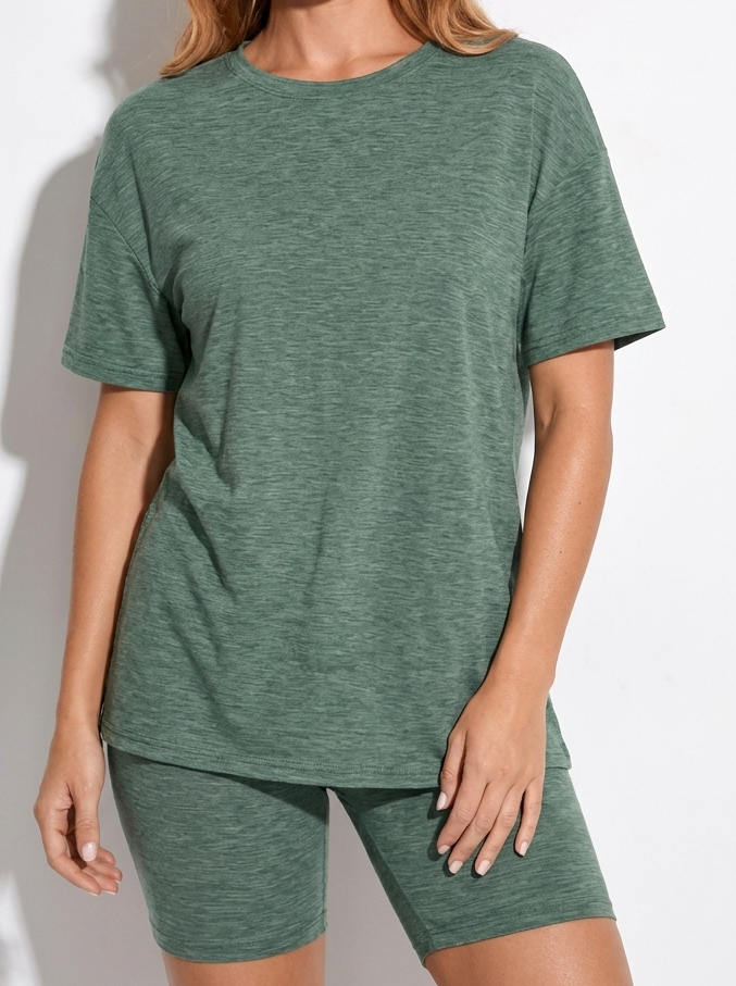Oversized T-Shirt and Biker Shorts Lounge Set