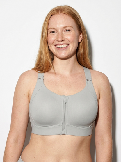 Zip-Front Sports Bra with Velcro Straps
