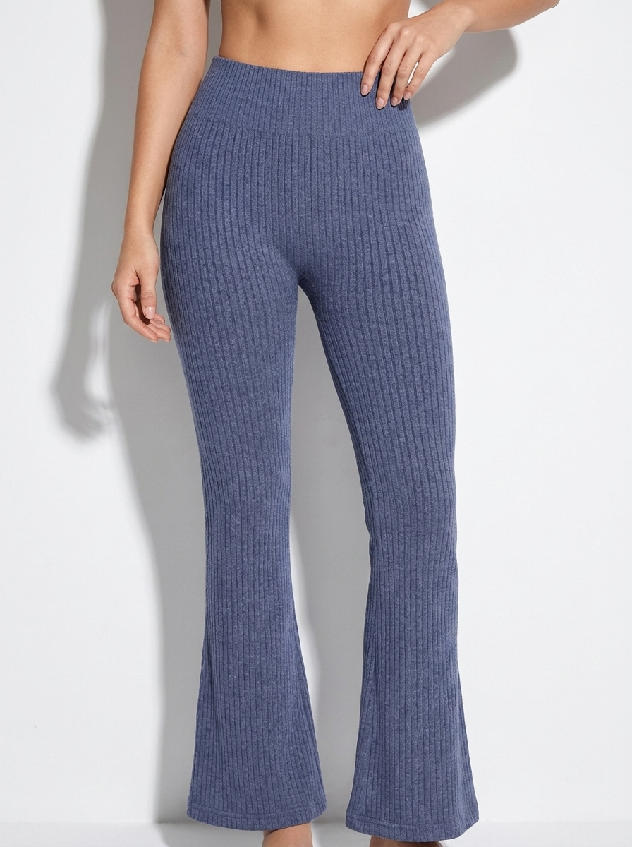 High-Waisted Ribbed Flare Leggings