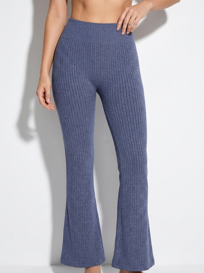 High-Waisted Ribbed Flare Leggings