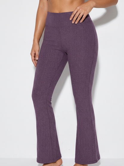 High-Waisted Ribbed Flare Leggings