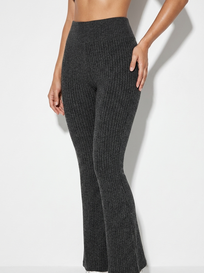 High-Waisted Ribbed Flare Leggings