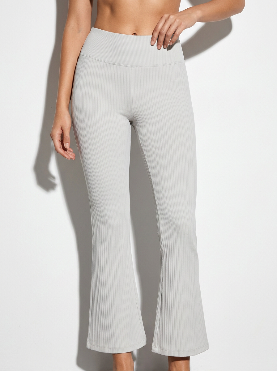 High-Waisted Ribbed Flare Leggings