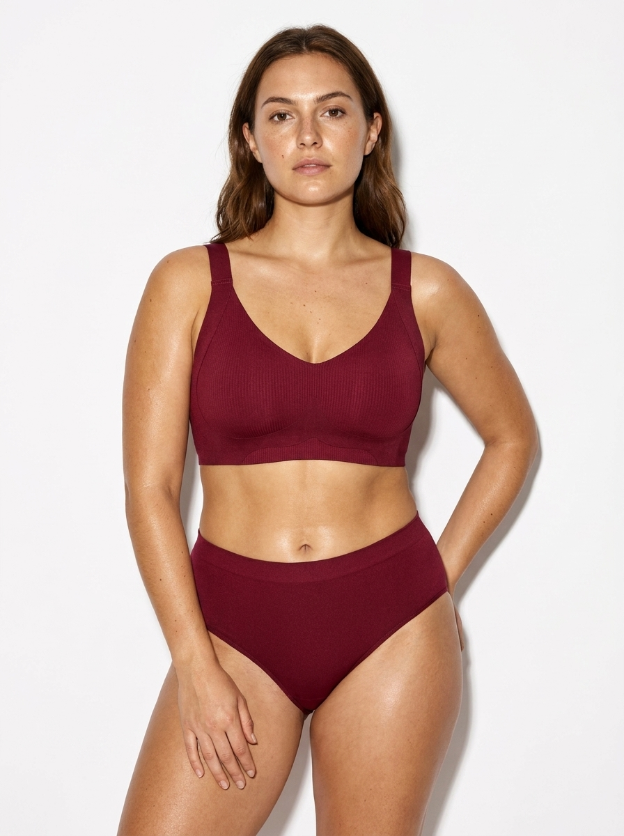 Wireless Ribbed Bra with Secure Wraparound