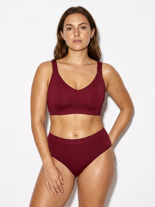 Wireless Ribbed Bra with Secure Wraparound
