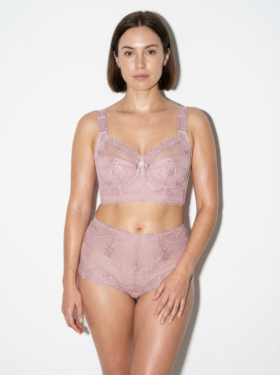 Sheer Floral Lace Longline Bra
