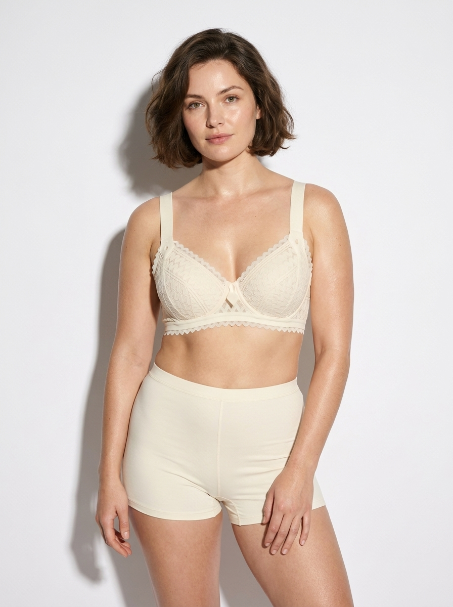 Crochet Lace Push-Up Bralette with Scalloped Trim