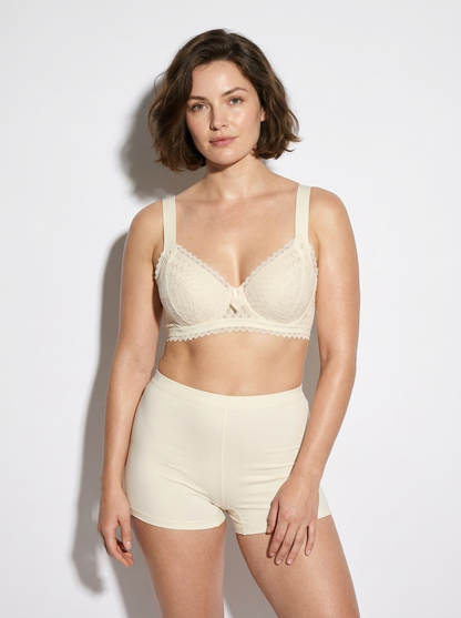 Crochet Lace Push-Up Bralette with Scalloped Trim