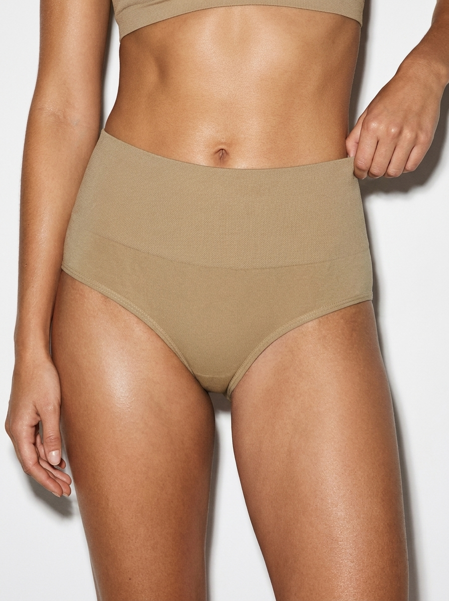 2-Piece Set Seamless High-Waist Thong with Tummy-Shaping