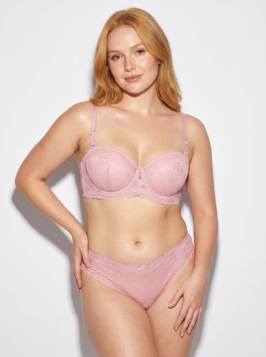Floral Lace Underwire Bra with Scalloped Trim & Charm