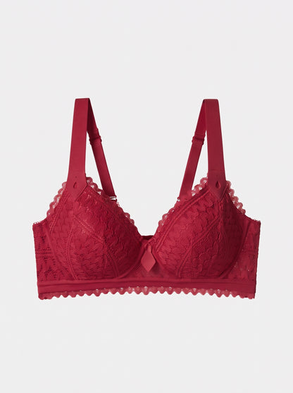 Crochet Lace Push-Up Bralette with Scalloped Trim
